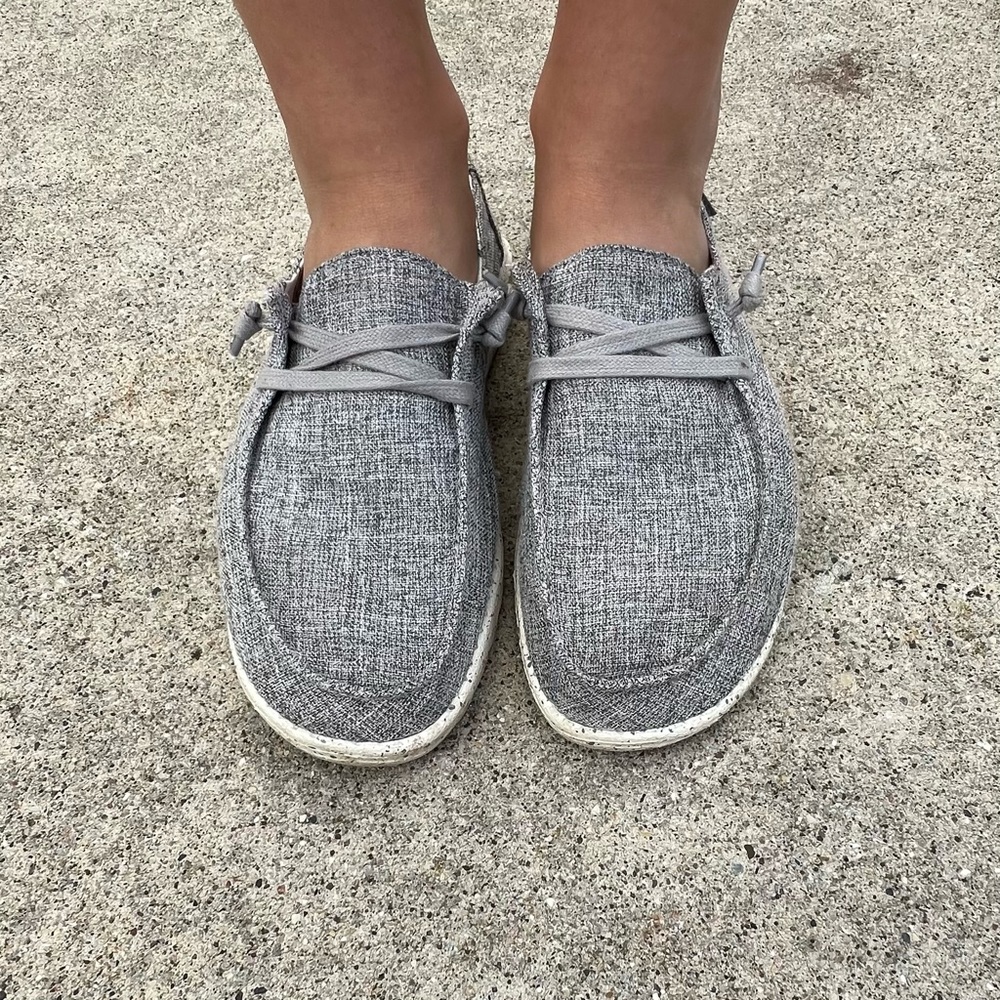 Hey Dudes woman’s gray shoes